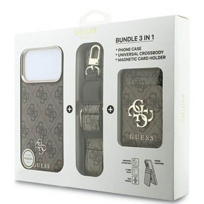 MagSafe-deksel til Apple iPhone 18 Pro Max / 17 Pro Max, Guess, 4G Cardslot & Big Strap, brun