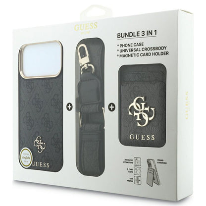 MagSafe-deksel til Apple iPhone 18 Pro Max / 17 Pro Max, Guess, 4G Cardslot & Big Strap, svart