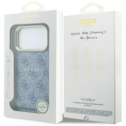 MagSafe-deksel for Apple iPhone 18 Pro Max / 17 Pro Max, Guess, 4G Embossed Classic, Blå
