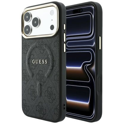 MagSafe-deksel for Apple iPhone 18 Pro Max / 17 Pro Max, Guess, 4G Embossed Classic, Svart