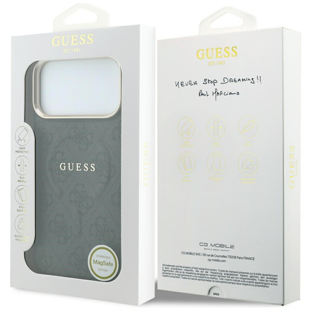 MagSafe-deksel for Apple iPhone 18 Pro Max / 17 Pro Max, Guess, 4G Embossed Classic, Svart