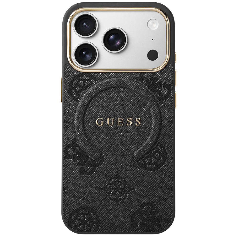 MagSafe-deksel for Apple iPhone 18 Pro Max / 17 Pro Max, Guess, 4G preget ring klassisk logo, svart
