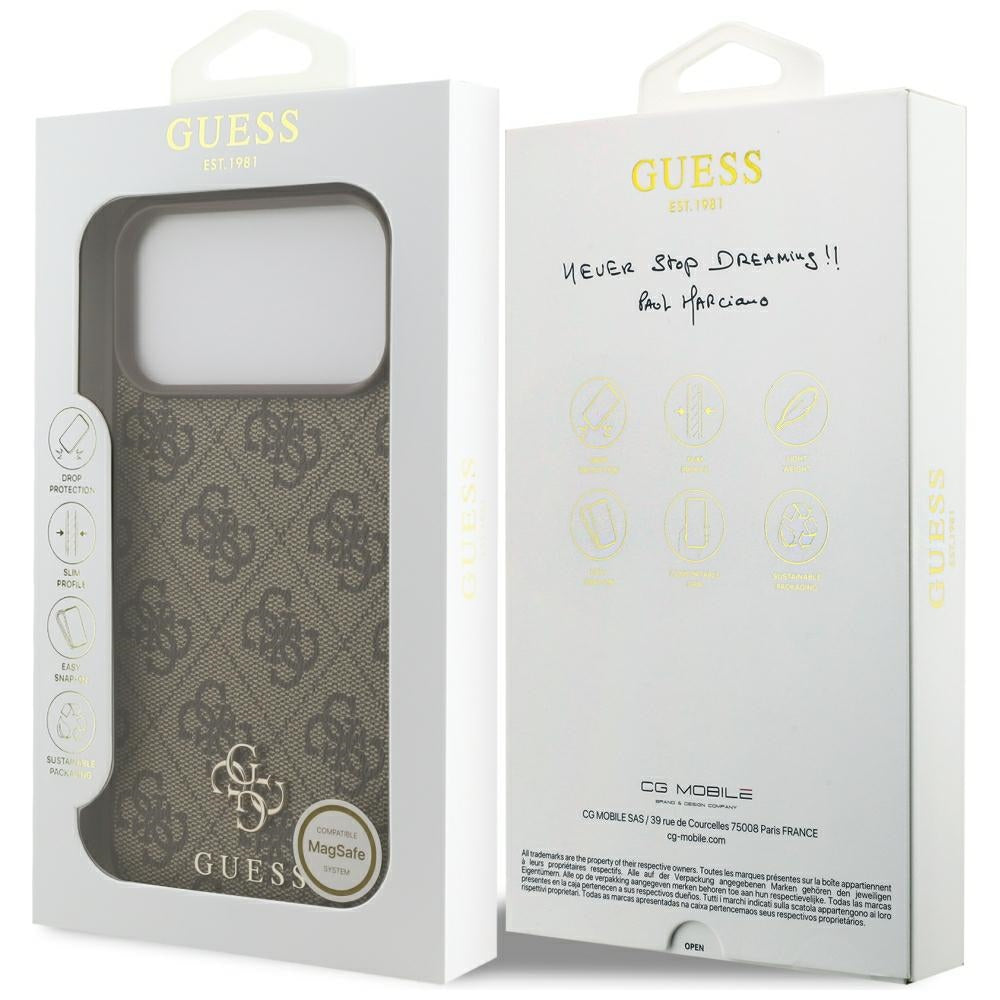 MagSafe-deksel for Apple iPhone 18 Pro Max / 17 Pro Max, Guess, 4G Small and Classic, Brun