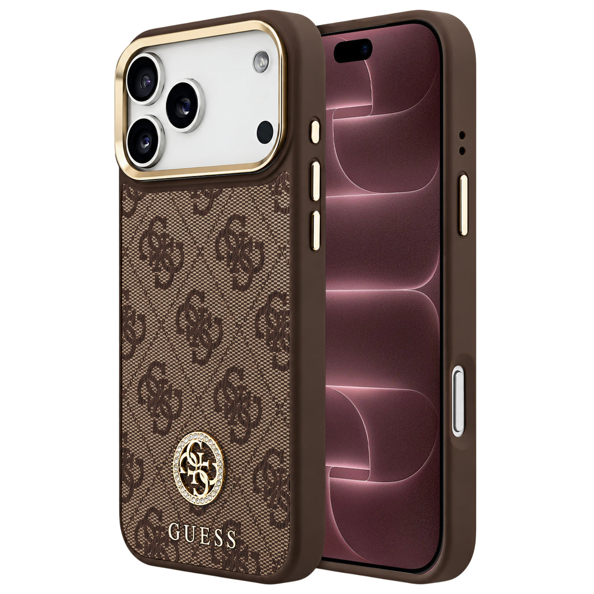 MagSafe-deksel til Apple iPhone 18 Pro Max / 17 Pro Max, Guess, 4G Strass-logo, brun