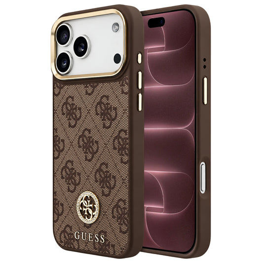 MagSafe-deksel til Apple iPhone 18 Pro Max / 17 Pro Max, Guess, 4G Strass-logo, brun