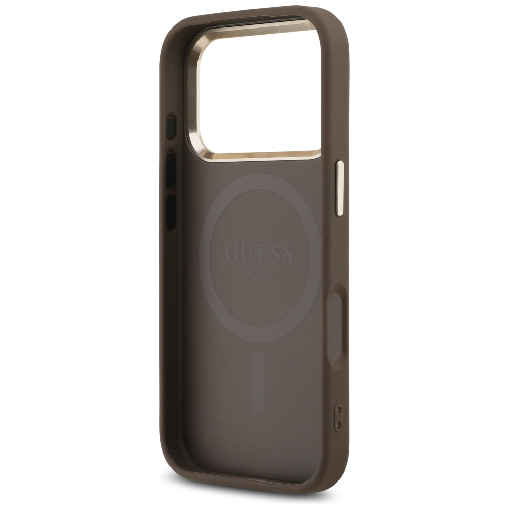 MagSafe-deksel for Apple iPhone 18 Pro Max / 17 Pro Max, Guess, 4G Triangle Logo, Brun