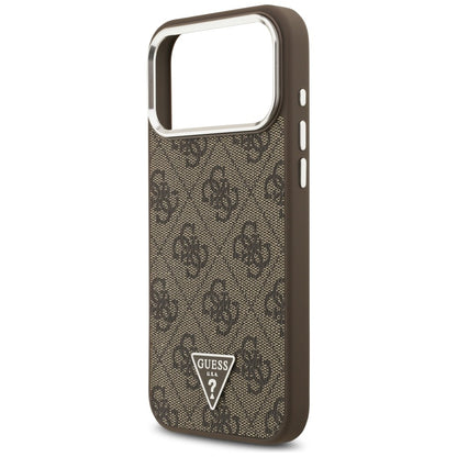 MagSafe-deksel for Apple iPhone 18 Pro Max / 17 Pro Max, Guess, 4G Triangle Logo, Brun Sølv