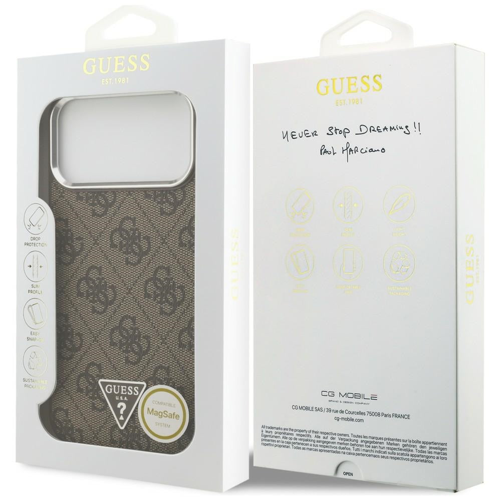 MagSafe-deksel for Apple iPhone 18 Pro Max / 17 Pro Max, Guess, 4G Triangle Logo, Brun Sølv