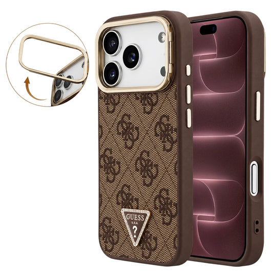 MagSafe-deksel til Apple iPhone 18 Pro Max / 17 Pro Max, Guess, 4G Triangle Logo & kamerastativ, brun