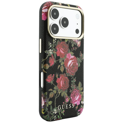 MagSafe-deksel til Apple iPhone 18 Pro Max / 17 Pro Max, Guess, Blossom Roses Print, svart