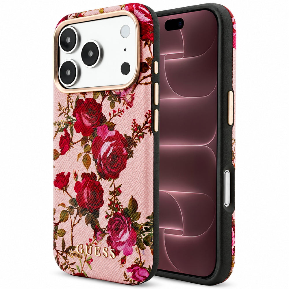 MagSafe-deksel til Apple iPhone 18 Pro Max / 17 Pro Max, Guess, Blossom Roses Print, rosa