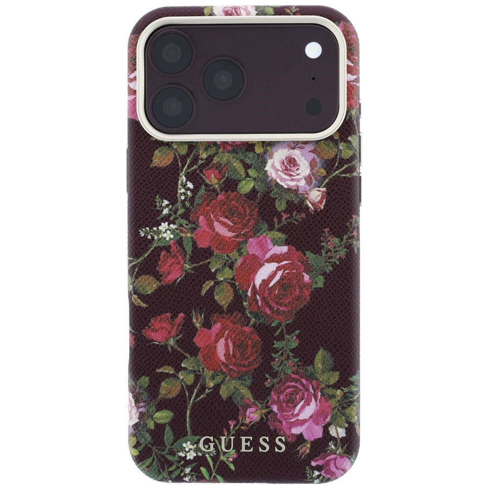 MagSafe-deksel til Apple iPhone 18 Pro Max / 17 Pro Max, Guess, Blossom Roses Print, burgunderrød