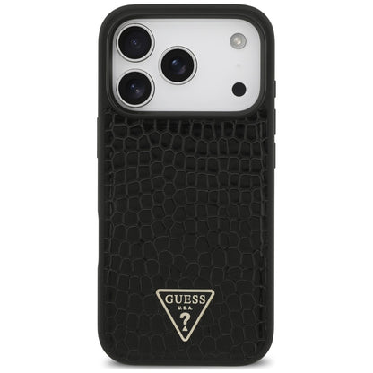 MagSafe-deksel til Apple iPhone 18 Pro Max / 17 Pro Max, Guess, Croco Triangle Logo, svart