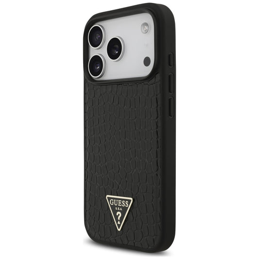 MagSafe-deksel til Apple iPhone 18 Pro Max / 17 Pro Max, Guess, Croco Triangle Logo, svart