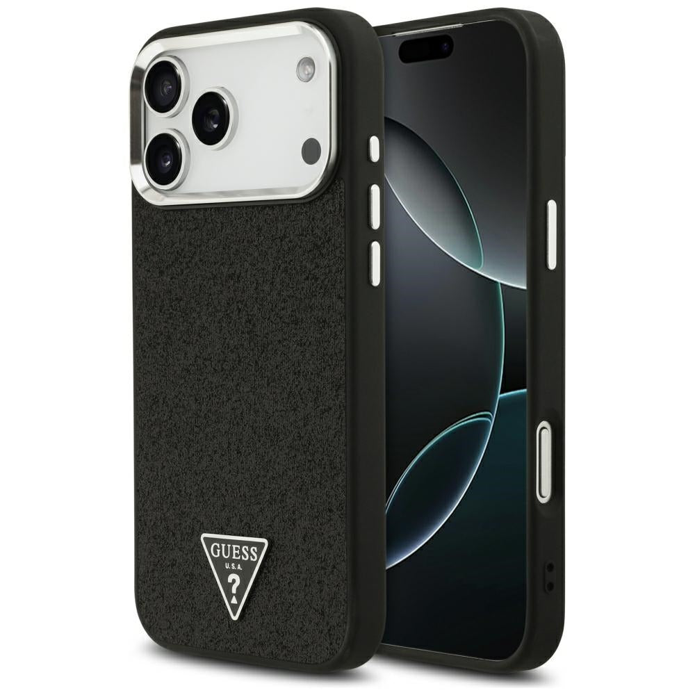MagSafe-deksel for Apple iPhone 18 Pro Max / 17 Pro Max, Guess, Glitter Triangle Logo, Svart