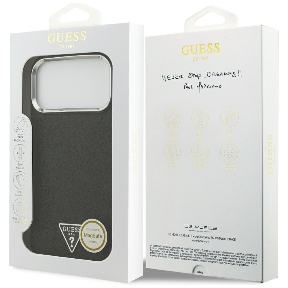 MagSafe-deksel for Apple iPhone 18 Pro Max / 17 Pro Max, Guess, Glitter Triangle Logo, Svart
