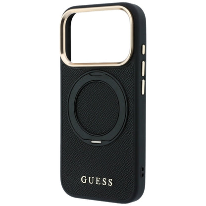 MagSafe-deksel til Apple iPhone 18 Pro Max / 17 Pro Max, Guess Grained Ring Stand 360 Classic, svart