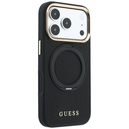 MagSafe-deksel til Apple iPhone 18 Pro Max / 17 Pro Max, Guess Grained Ring Stand 360 Classic, svart