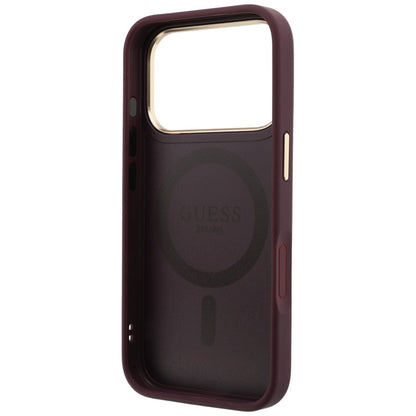 MagSafe-deksel for Apple iPhone 18 Pro Max / 17 Pro Max, Guess, Grained Ring Stand 360 Classic, Burgunder