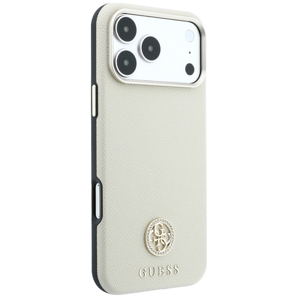 MagSafe-deksel for Apple iPhone 18 Pro Max / 17 Pro Max, Guess, Kornet Rund Strass-logo, Beige