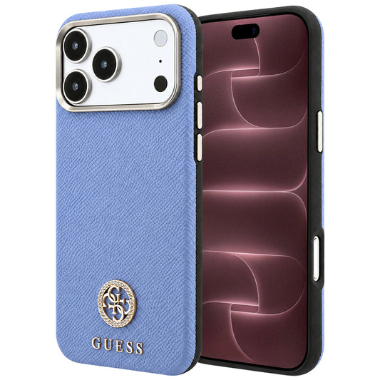 MagSafe-deksel for Apple iPhone 18 Pro Max / 17 Pro Max, Guess, Kornet Rund Strass-logo, Blå