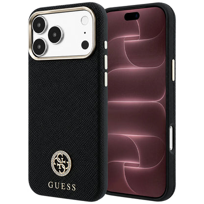 MagSafe-deksel for Apple iPhone 18 Pro Max / 17 Pro Max, Guess, Kornet Rund Strass-logo, Svart