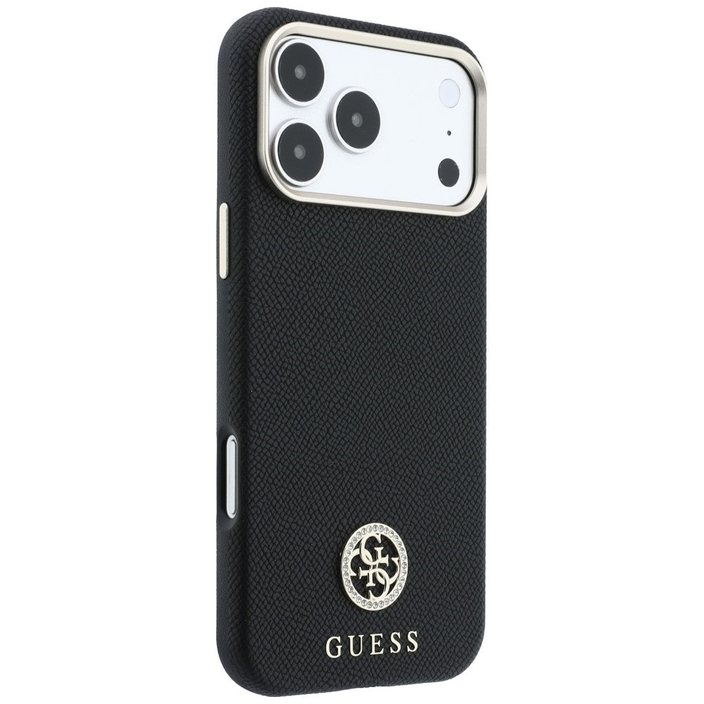 MagSafe-deksel for Apple iPhone 18 Pro Max / 17 Pro Max, Guess, Kornet Rund Strass-logo, Svart