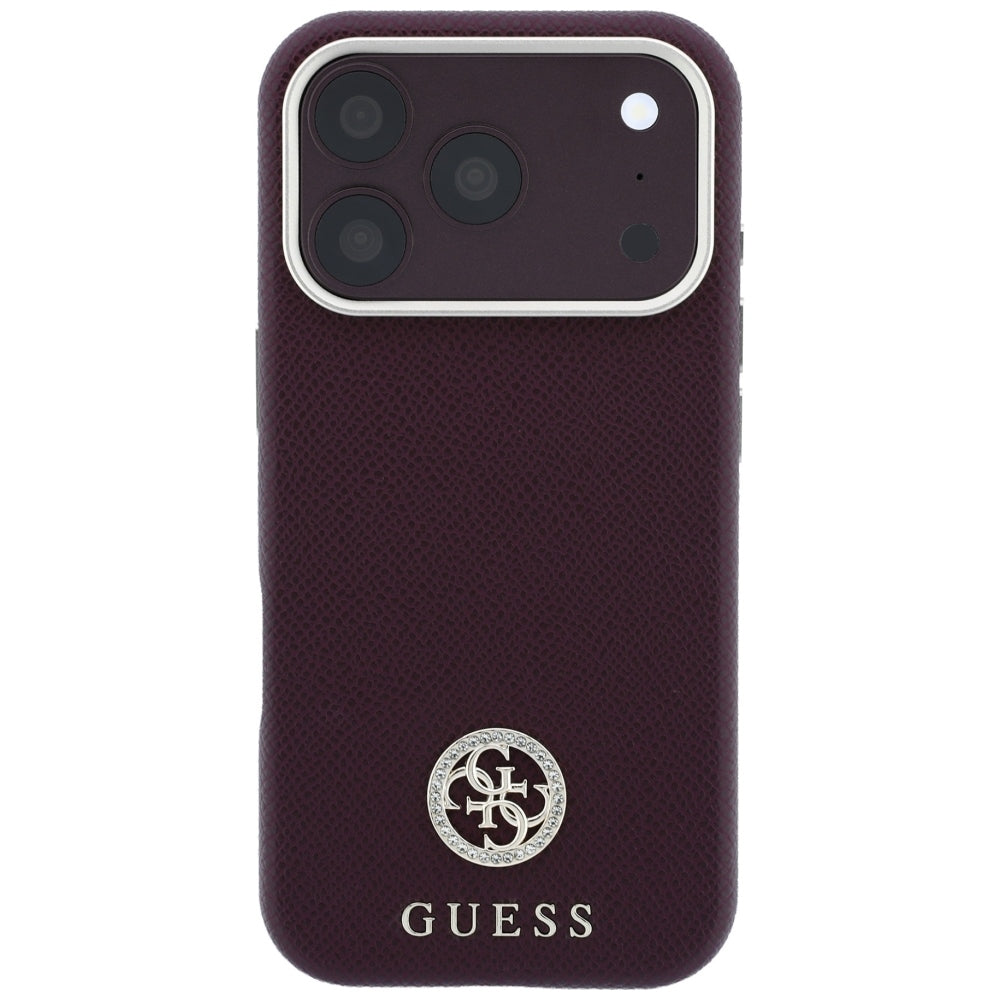 MagSafe-deksel for Apple iPhone 18 Pro Max / 17 Pro Max, Guess, Kornet Rund Strass-logo, Burgunder