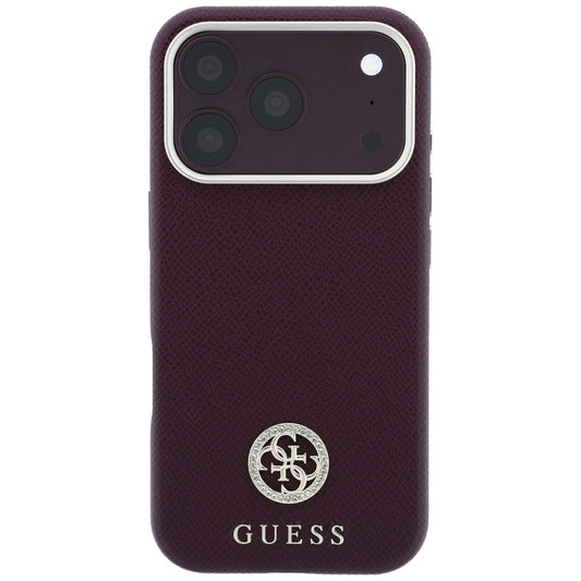 MagSafe-deksel for Apple iPhone 18 Pro Max / 17 Pro Max, Guess, Kornet Rund Strass-logo, Burgunder