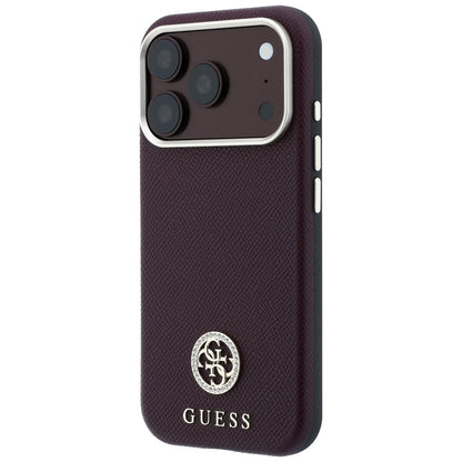 MagSafe-deksel for Apple iPhone 18 Pro Max / 17 Pro Max, Guess, Kornet Rund Strass-logo, Burgunder