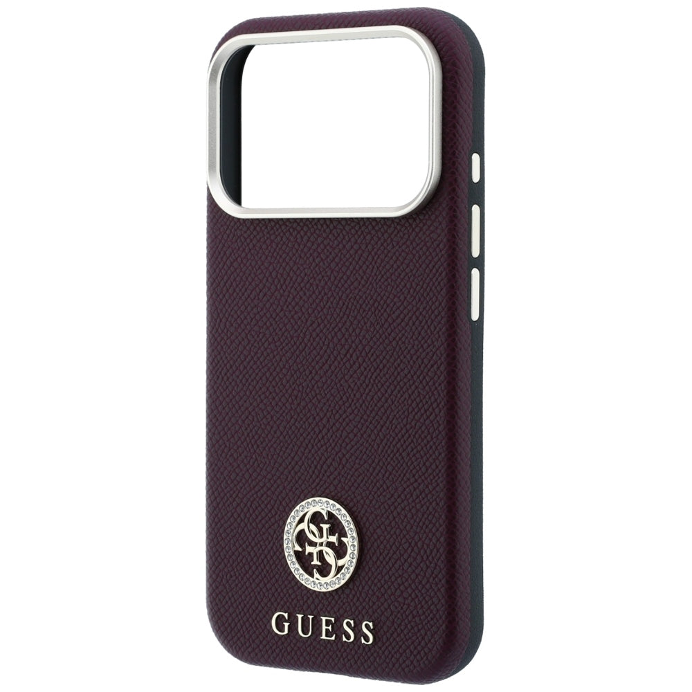 MagSafe-deksel for Apple iPhone 18 Pro Max / 17 Pro Max, Guess, Kornet Rund Strass-logo, Burgunder