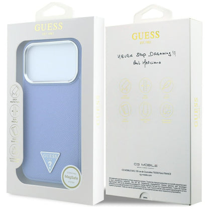 MagSafe-deksel for Apple iPhone 18 Pro Max / 17 Pro Max, Guess, Grained Triangle Logo, Bleu