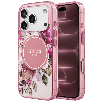 MagSafe-deksel til Apple iPhone 18 Pro Max / 17 Pro Max, Guess, IML Flower & Tonal Circle, rosa