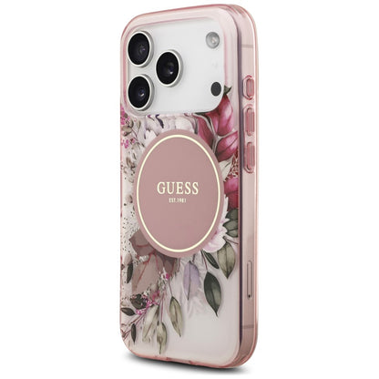 MagSafe-deksel til Apple iPhone 18 Pro Max / 17 Pro Max, Guess, IML Flower & Tonal Circle, rosa