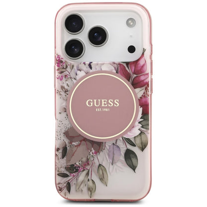 MagSafe-deksel til Apple iPhone 18 Pro Max / 17 Pro Max, Guess, IML Flower & Tonal Circle, rosa