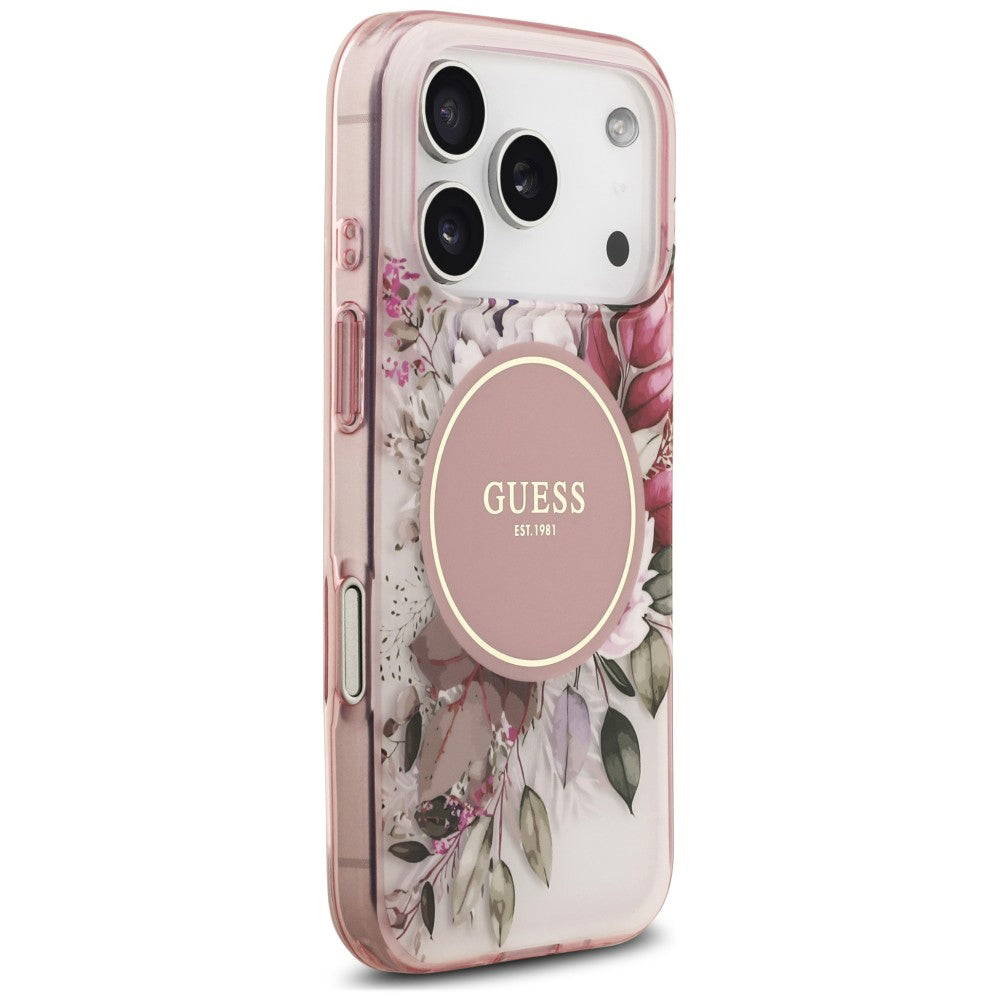 MagSafe-deksel til Apple iPhone 18 Pro Max / 17 Pro Max, Guess, IML Flower & Tonal Circle, rosa