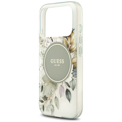 MagSafe-deksel til Apple iPhone 18 Pro Max / 17 Pro Max, Guess, IML Flower & Tonal Circle, grønn