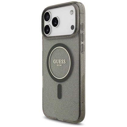 MagSafe-deksel til Apple iPhone 18 Pro Max / 17 Pro Max, Guess, IML Glitter with Pearl Strap, svart