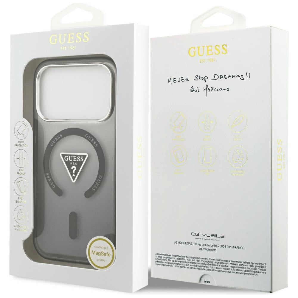 MagSafe-deksel til Apple iPhone 18 Pro Max / 17 Pro Max, Guess, IML Gradient Triangle Logo, svart
