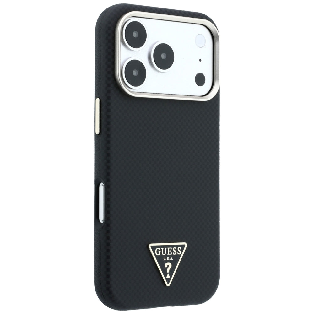 MagSafe-deksel for Apple iPhone 18 Pro Max / 17 Pro Max, Guess, Kevlar Triangle Logo, Svart