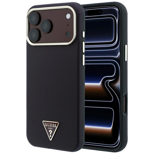 MagSafe-deksel for Apple iPhone 18 Pro Max / 17 Pro Max, Guess, Kevlar Triangle Logo, Burgunder