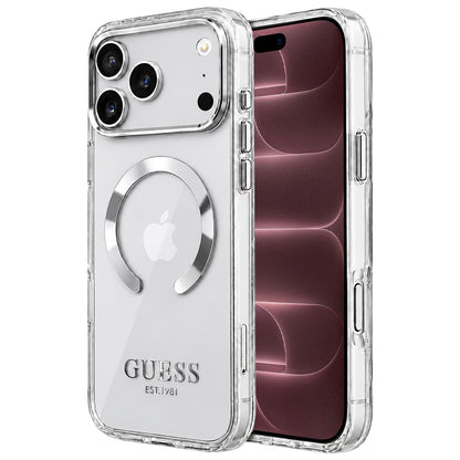 MagSafe-deksel for Apple iPhone 18 Pro Max / 17 Pro Max, Guess, Metal Outline, Sølv