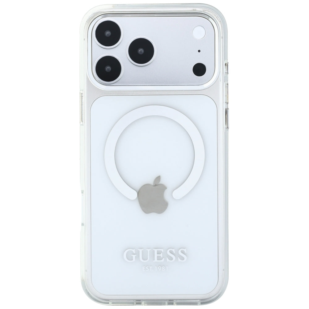 MagSafe-deksel for Apple iPhone 18 Pro Max / 17 Pro Max, Guess, Metal Outline, Sølv