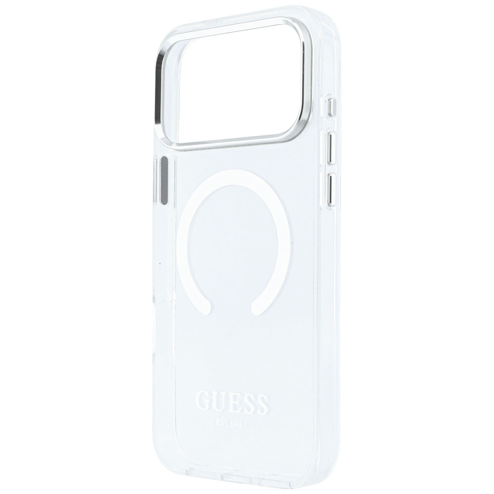 MagSafe-deksel for Apple iPhone 18 Pro Max / 17 Pro Max, Guess, Metal Outline, Sølv