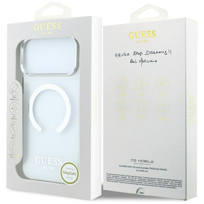 MagSafe-deksel for Apple iPhone 18 Pro Max / 17 Pro Max, Guess, Metal Outline, Sølv
