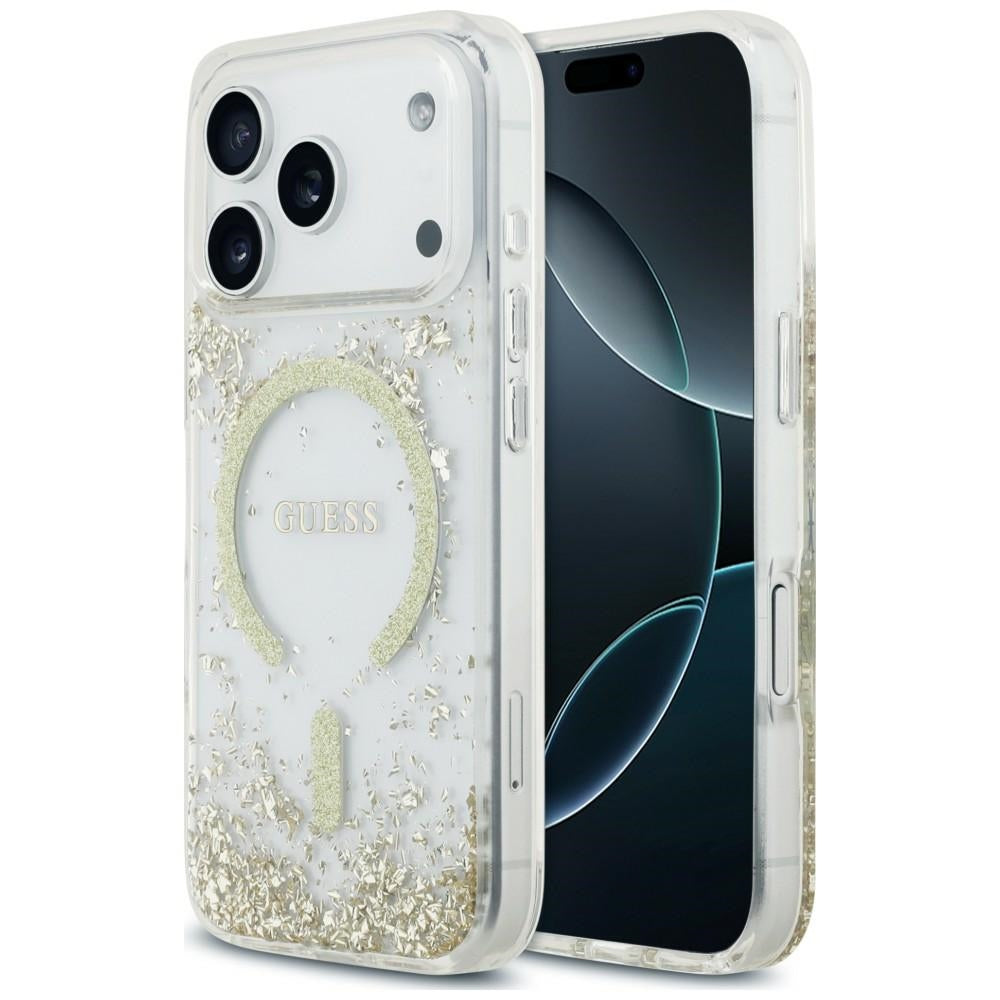 MagSafe-deksel for Apple iPhone 18 Pro Max / 17 Pro Max, Guess, Resin Bottom Glitter, Gullfarget