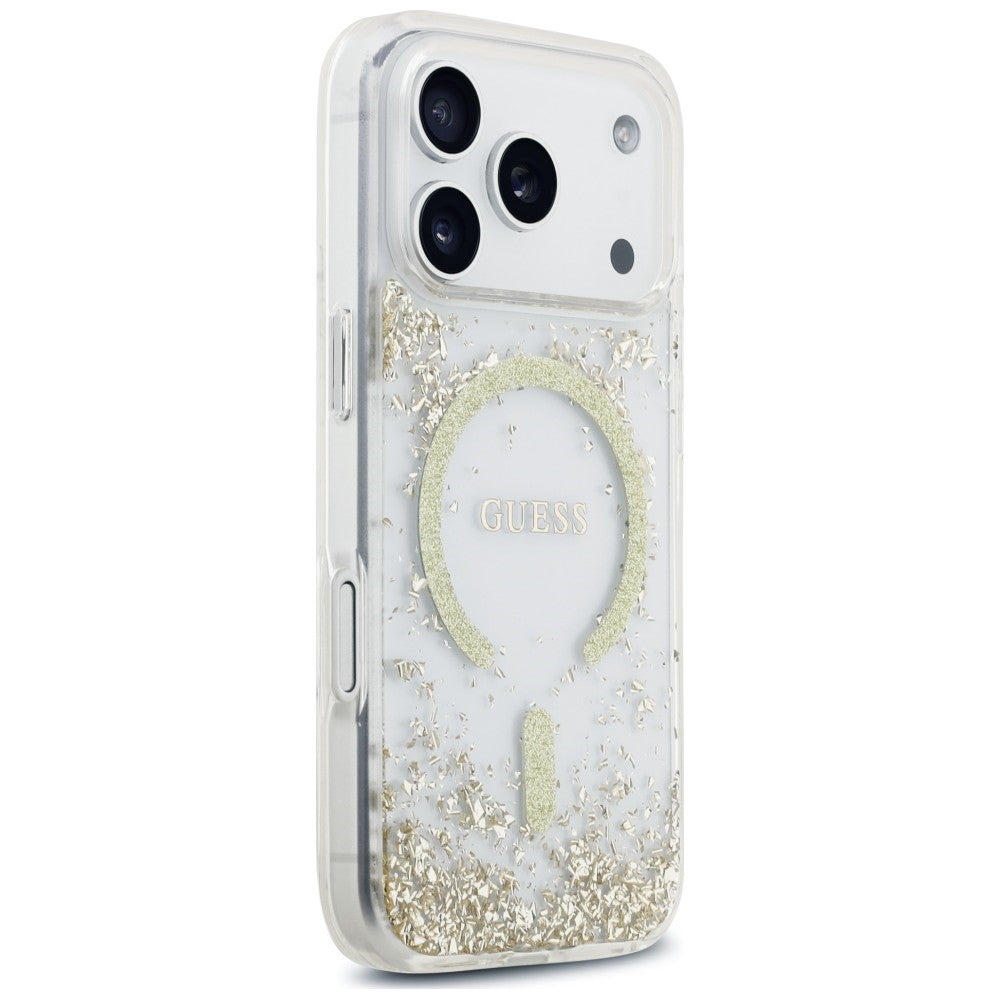 MagSafe-deksel for Apple iPhone 18 Pro Max / 17 Pro Max, Guess, Resin Bottom Glitter, Gullfarget