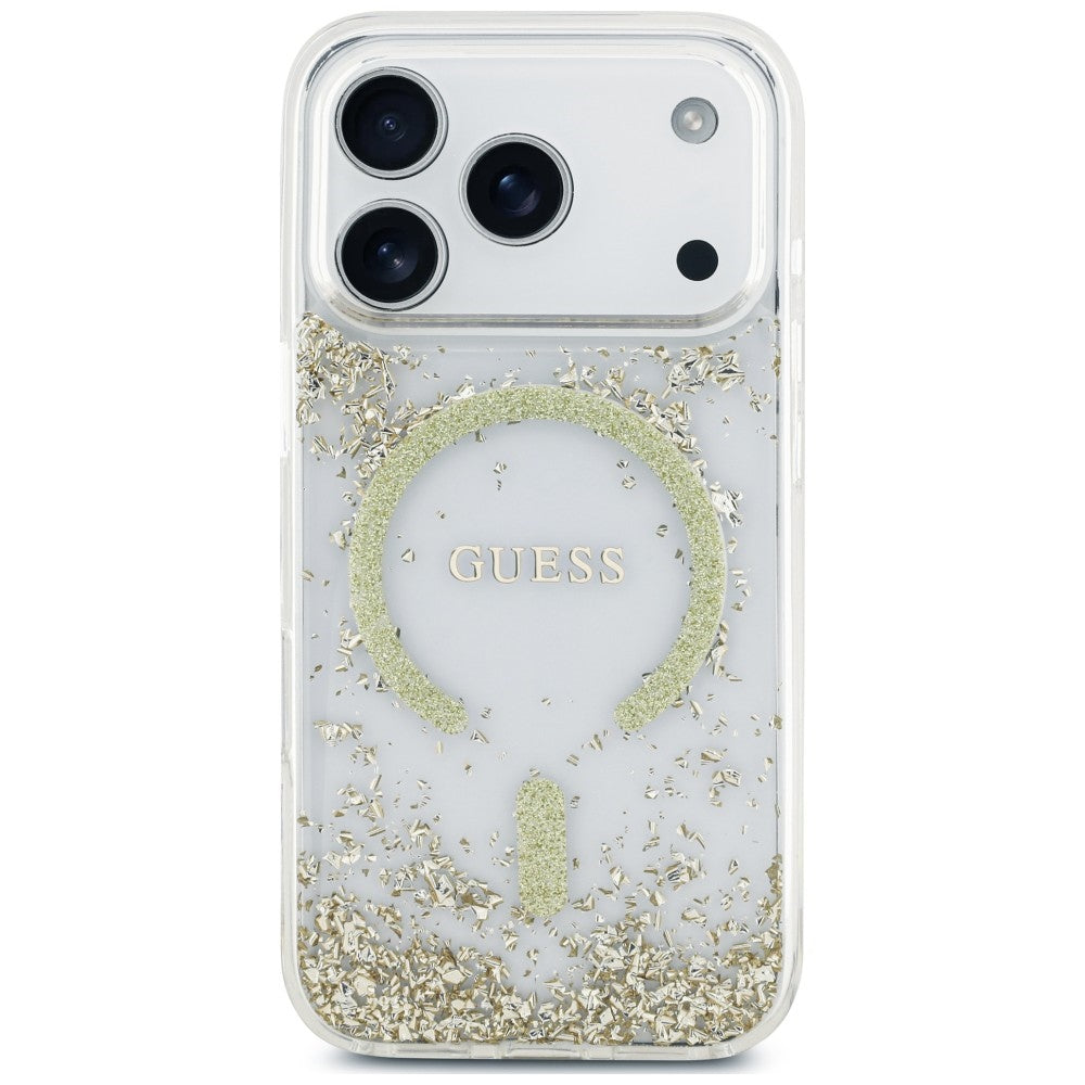 MagSafe-deksel for Apple iPhone 18 Pro Max / 17 Pro Max, Guess, Resin Bottom Glitter, Gullfarget