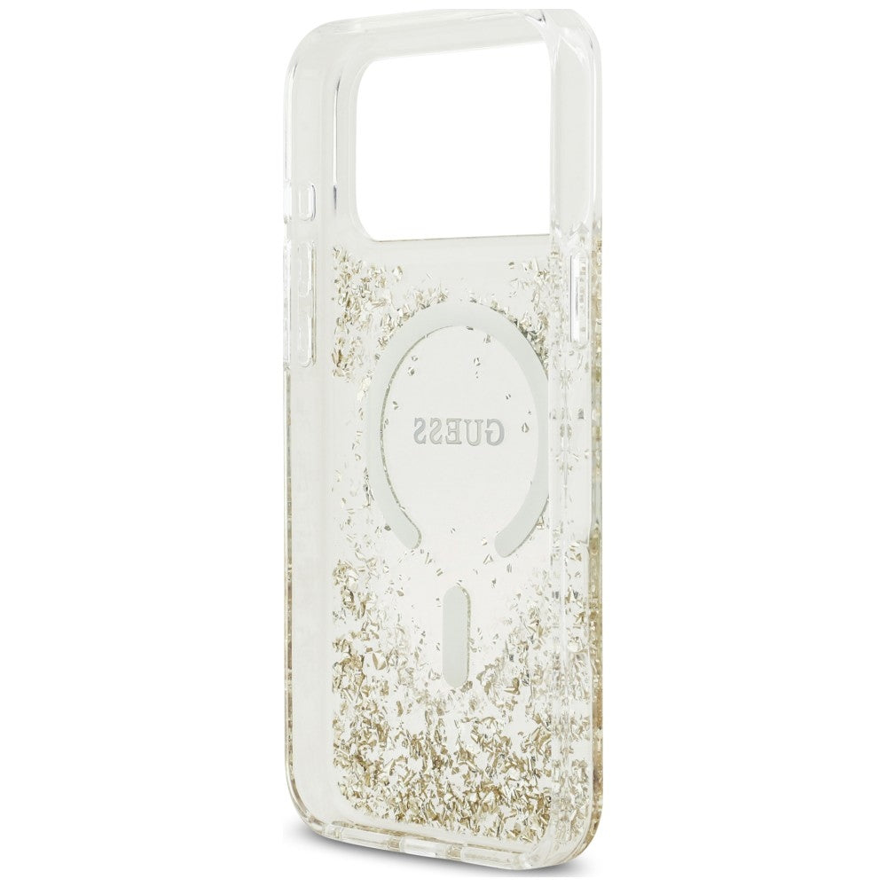 MagSafe-deksel for Apple iPhone 18 Pro Max / 17 Pro Max, Guess, Resin Bottom Glitter, Gullfarget