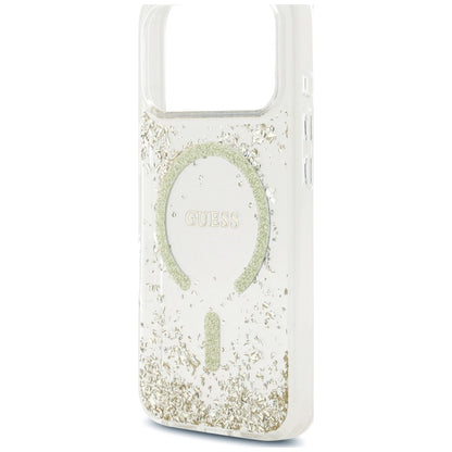 MagSafe-deksel for Apple iPhone 18 Pro Max / 17 Pro Max, Guess, Resin Bottom Glitter, Gullfarget